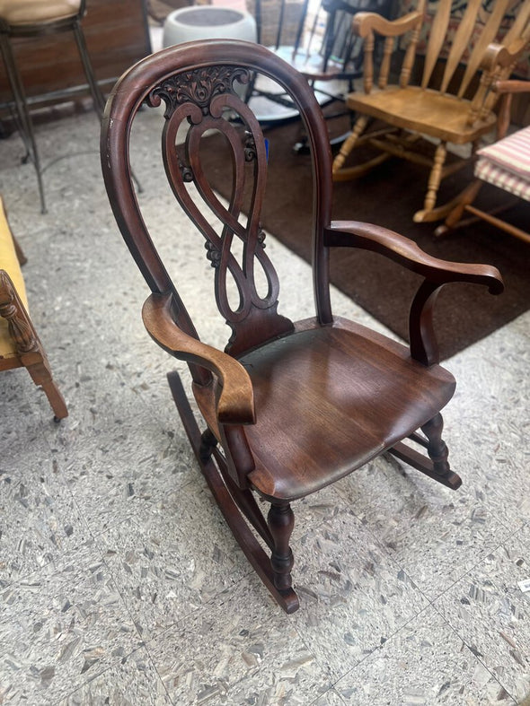 Antique Mahogany Carved Rocking Chair