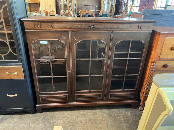 Antique Book Case w/ Burlwood Overlay