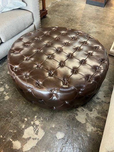 Addison Tufted Leather Ottoman ($642)