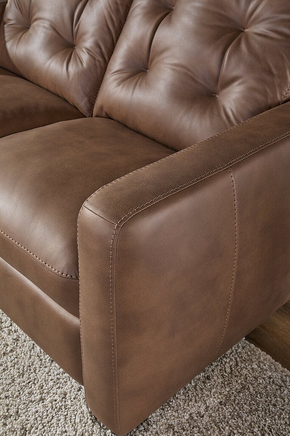 53019 reclining loveseat NEW caramel sheath made in NC 36.0 H x 65.0 W x 38.5 D