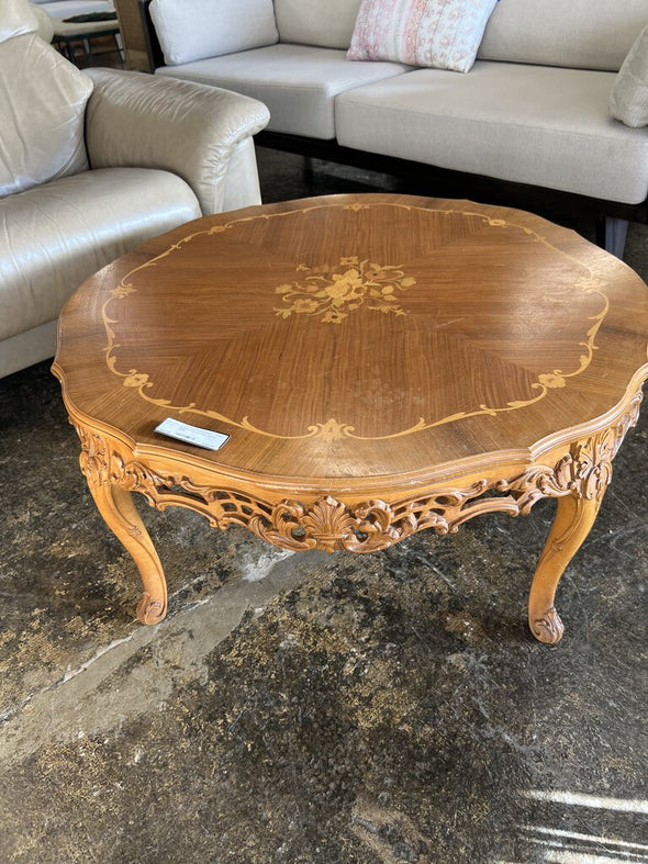 Antique Carved Inlay Coffee Table