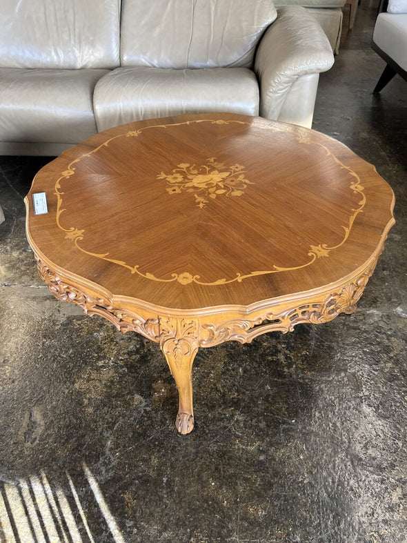 Antique Carved Inlay Coffee Table