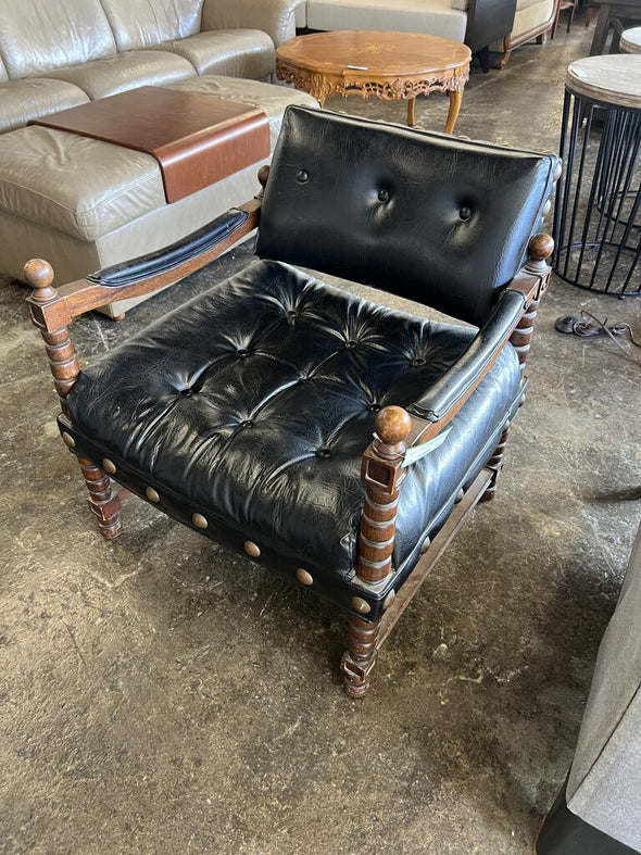 Antique Leather Accent Chair