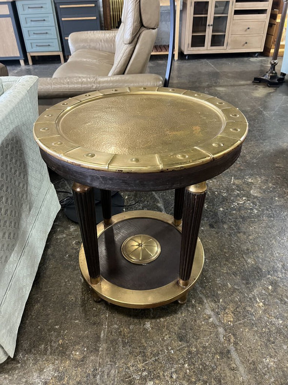 Vintage Hammered Brass Accent Table