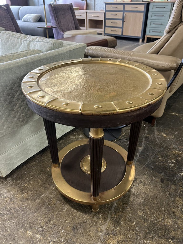 Vintage Hammered Brass Accent Table