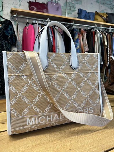 MK tan/white gigi LARGE tote purse