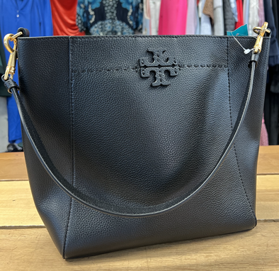 black leather tory burch