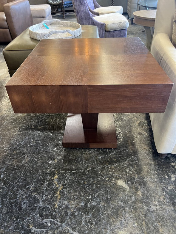 Wooden Square Pedestal Cocktail Table (as is)