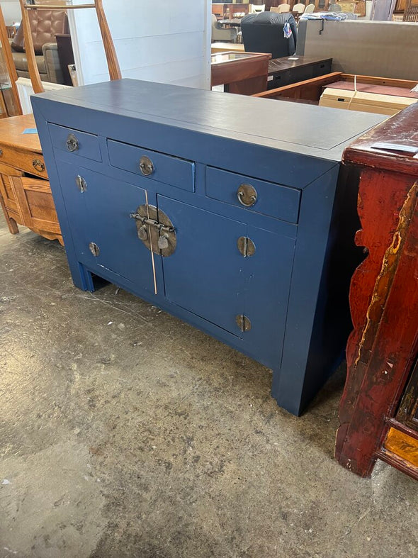 Distressed Blue Lacquered Sideboard