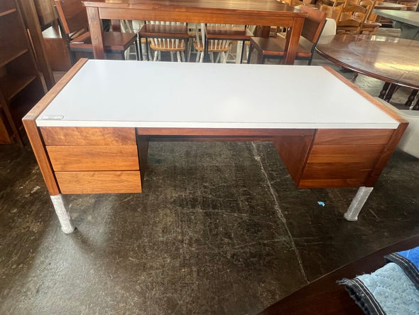 Mid Century Oiled Walnut Executive Desk