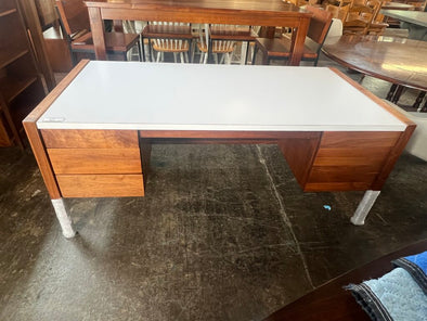 MId Century Oiled Walnut Executive Desk