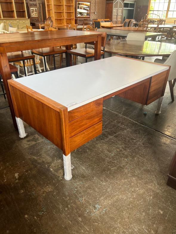 Mid Century Oiled Walnut Executive Desk