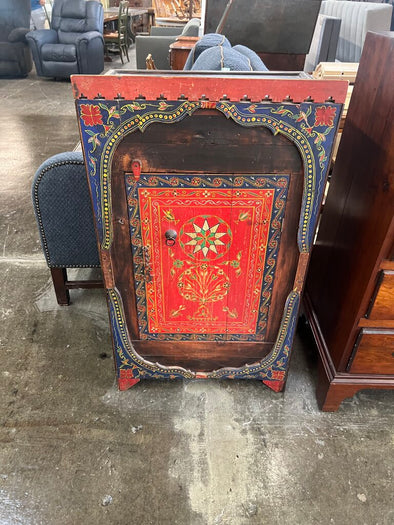Antique Handpainted Tibetan Accent Cabinet