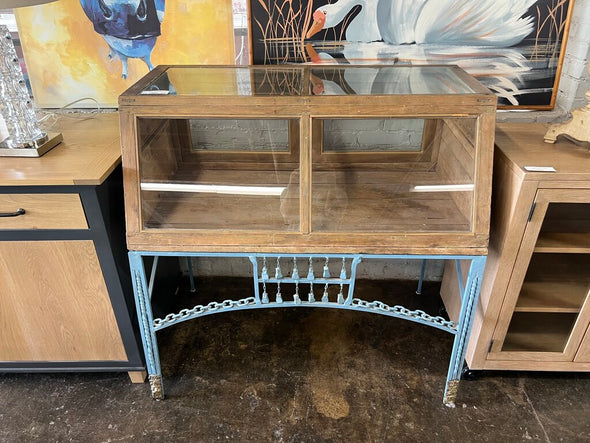 Antique Wooden Display Case w/ Custom Base