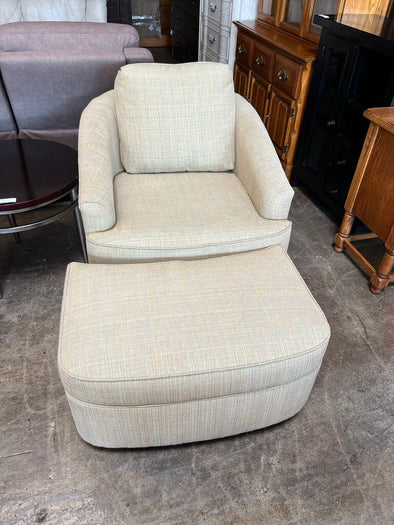 Yellow Upholstered Club Chair+Ottoman