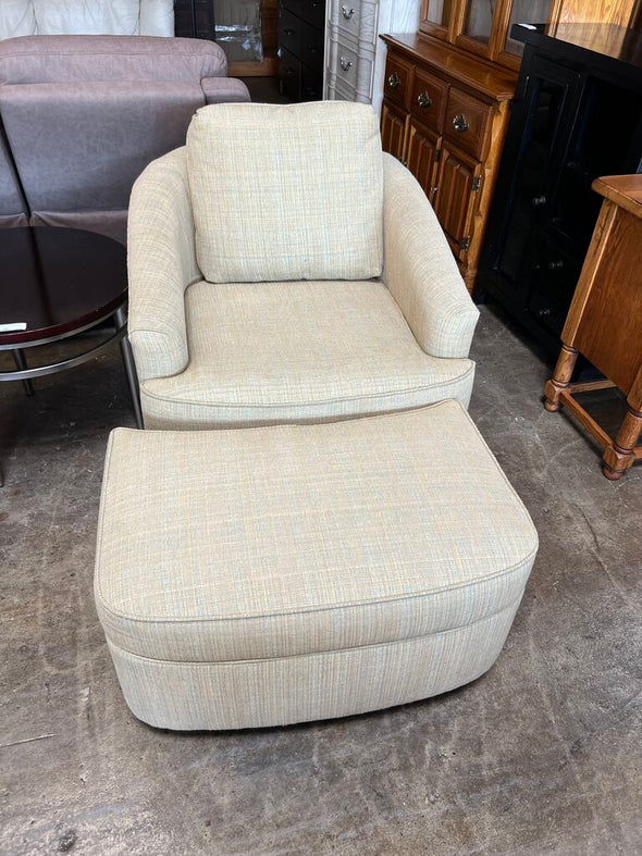 Yellow Upholstered Club Chair+Ottoman