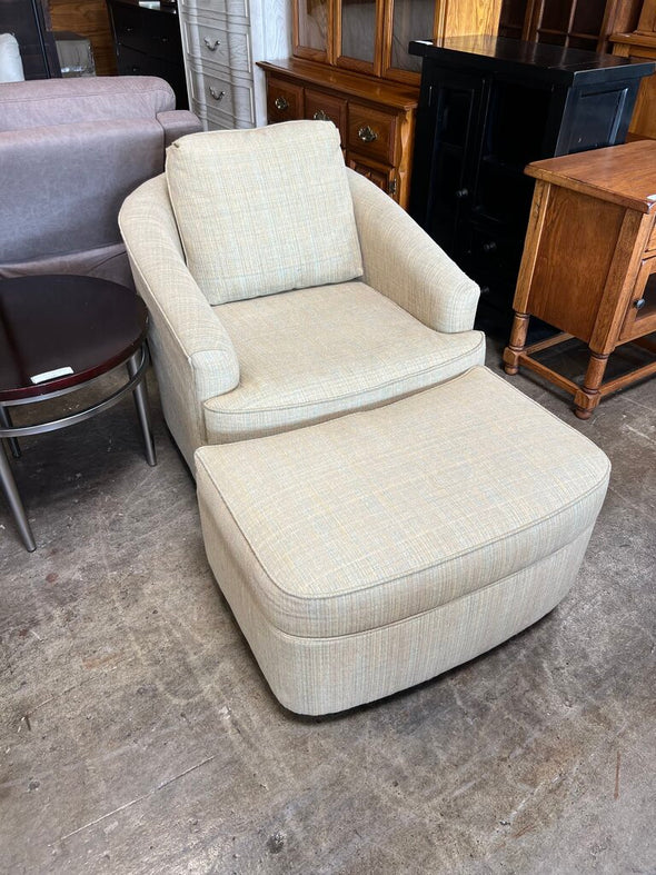 Yellow Upholstered Club Chair+Ottoman
