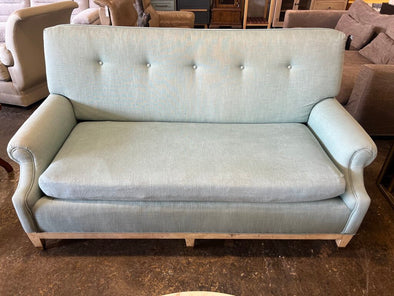 Tufted Blue Sofa w/ Wooden Feet
