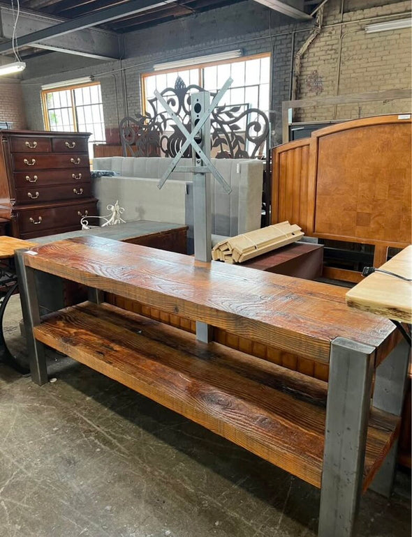 Reclaimed Bridge Wood Rustic TV Console w/ Mount