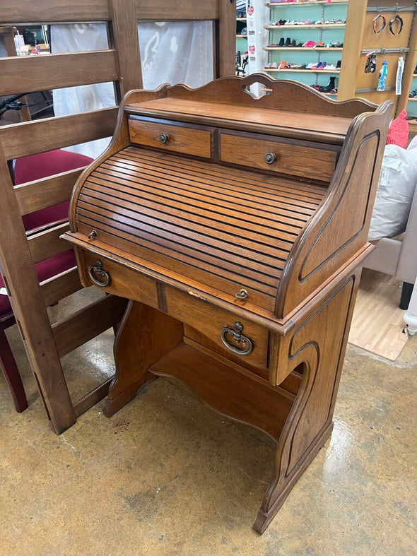 Vintage Small Oak Roll Top Desk