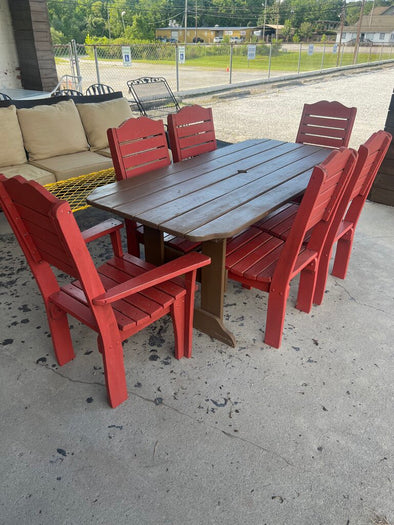 Painted Wooden Dining Table + 6 Wooden Chairs