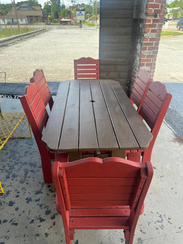 Painted Wooden Dining Table + 6 Wooden Chairs
