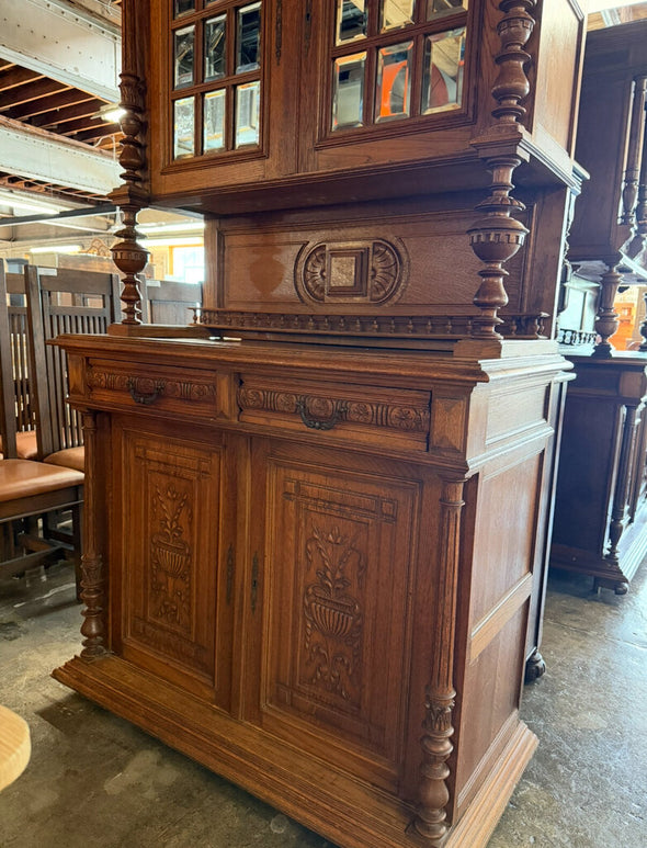 Antique Oak Hunt Buffet Circa 1895