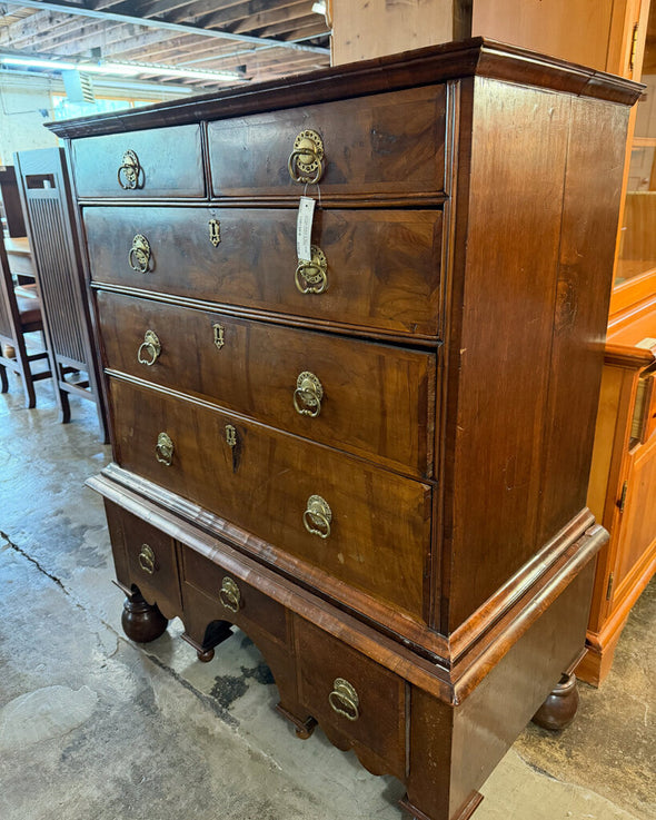 Antique William & Mary Style Walnut Veneer Dresser
