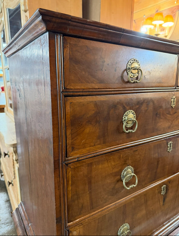 Antique William & Mary Style Walnut Veneer Dresser