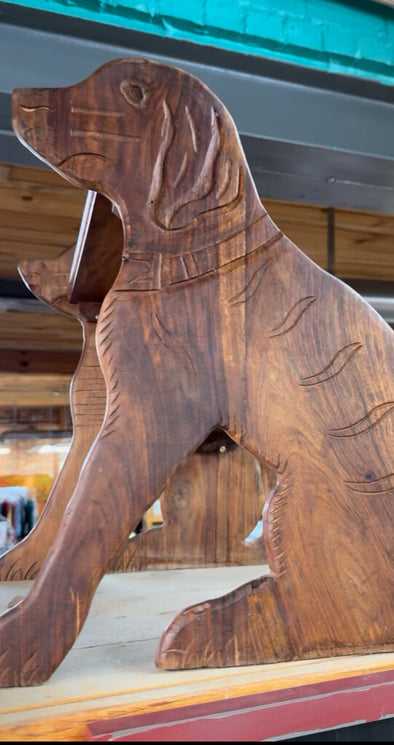 Hand Carved Wooden Dog Step Stool (resale $1400)