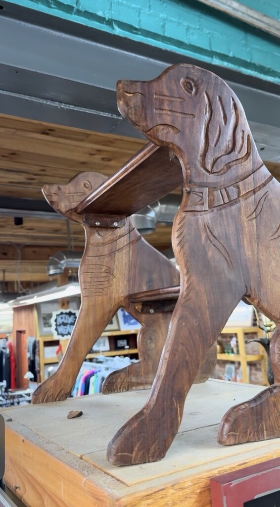 Hand Carved Wooden Dog Step Stool (resale $1400)